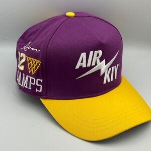 Vintage AIR KIY Reves Paris 92 Champs Hat SnapBack Lakers Purple Gold RARE